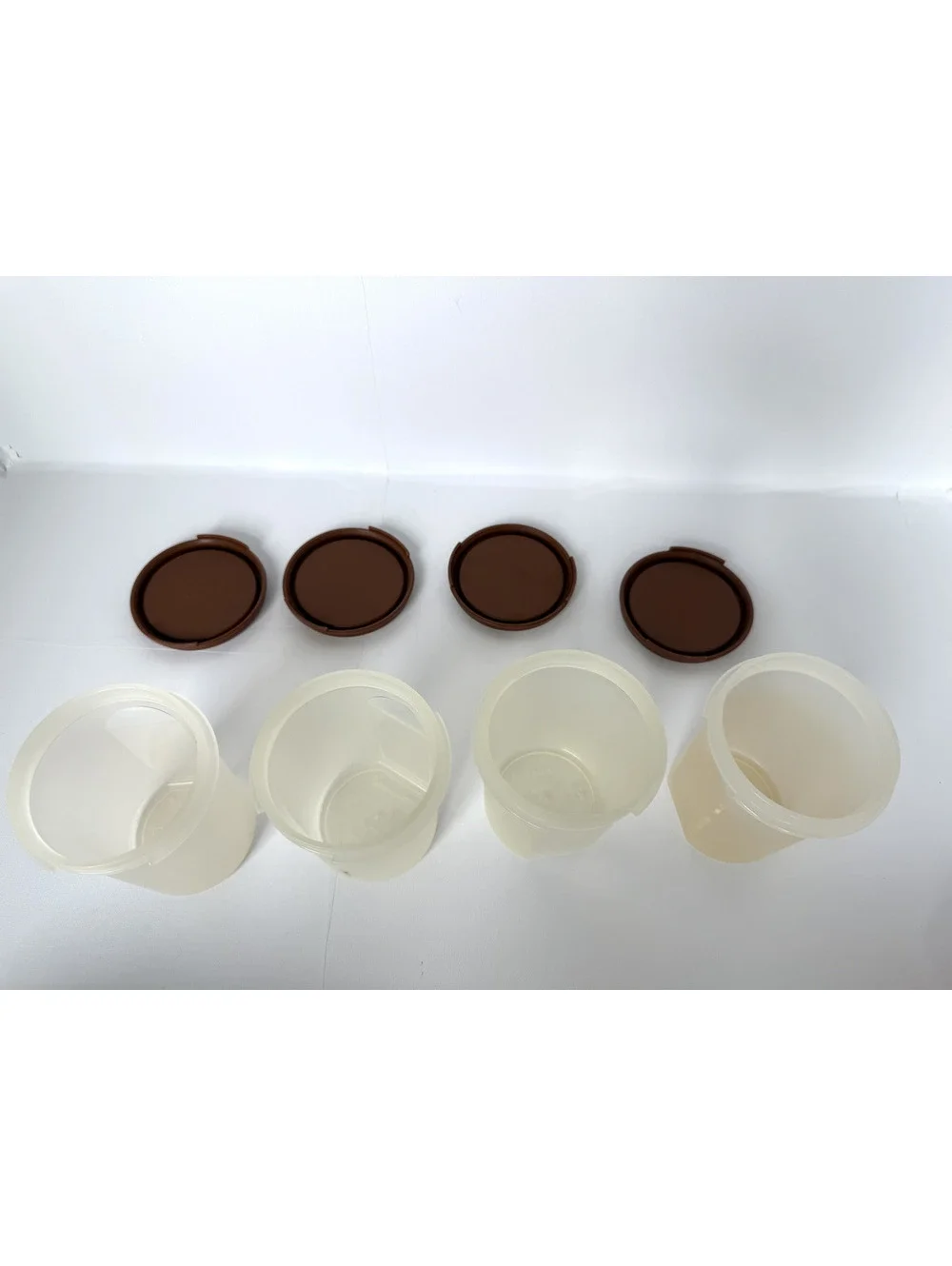 Set of 4 Vintage Tupperware Containers with Brown Lids 15 fl. oz. / 4440 ml
